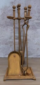 Antique Brass Fireplace Set