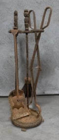 Antique Wrought Iron Owl Fireplace Set