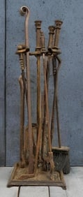 Antique Wrought Iron Fireplace Set