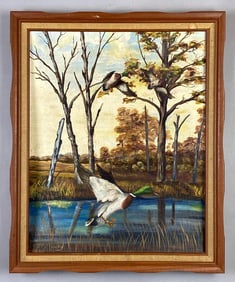 DM Laury Mallards in the Wood Oil Painting on Board