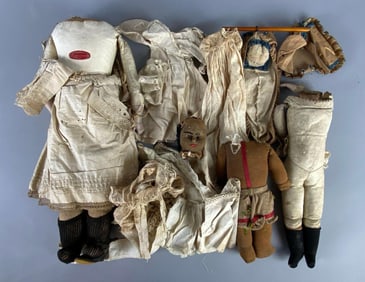 Group of Doll Parts, Clothes, and More