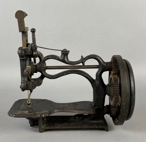 Antique Child-Sized Cast Iron Hand-Crank Sewing Machine
