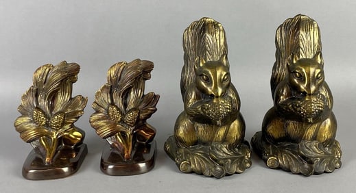 Group of 2 Pairs of Cast Metal Bookends