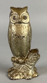 Vintage Cast Iron Be Wise Owl Coin Bank
