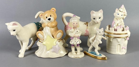 Group of Lenox Cat Porcelain Figurines and More