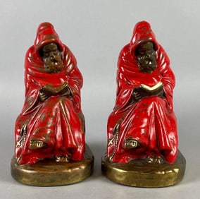 Pair of Armor Bronze Clad Friar/Monk Bookends