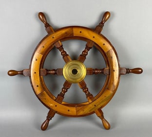Nautical Ship Steering Wheel Wood Hanging Decor