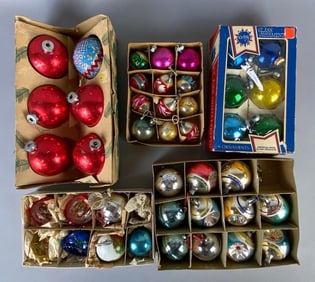 Group of Antique Glass and Plastic Christmas Ornaments