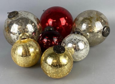 Group of Large Glass Christmas Ornaments