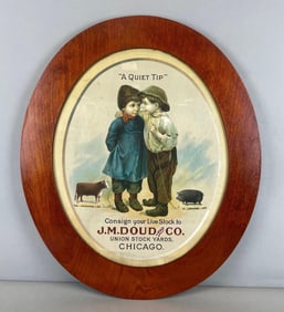 Antique J.M. Doud Chicago Union Stockyards Advertising Lithograph