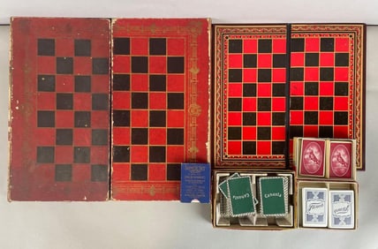 Group of Vintage Card Games and Boards