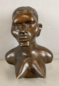 African Carved Ironwood Female Bust Sculpture