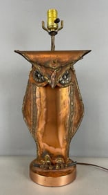 Brutalist Copper Owl Table Lamp