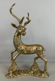 Vintage Brass Stag Deer Sculpture