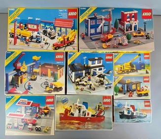 Group of 1980s Lego Town System Building Toy Sets