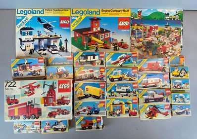 Group of 1980s Lego Legoland Town System Building Toy Sets