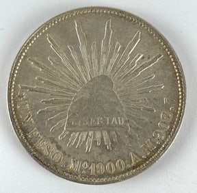 1900 Mexico Libertad 1 Peso Silver Coin