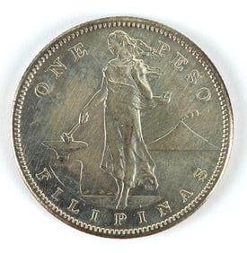 1907 S Philippine 1 Peso Silver Coin