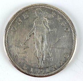1909 S Philippine 1 Peso Silver Coin