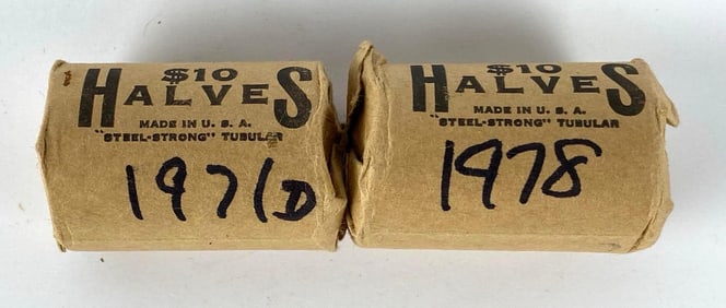 Group of 2 10 Dollar Rolls of Kennedy Half Dollars
