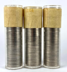 Group of 3 Full Rolls of 1960โs Jefferson Nickels