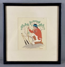 Silk Screen H. Begay Native American and Bow