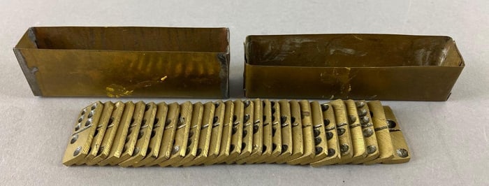 Miniature Brass Dominos and Case