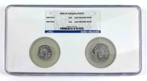 Group of 2 2006 NGC Graded MS 69 US Platinum Eagle .9999 Platinum Coins