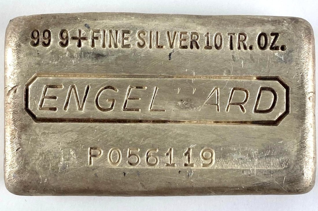 Engelhard LOAF 10 oz .999 Fine Silver Ingot/ Bar: Engelhard 10 oz .999 Fine Silver Ingot/ Bar