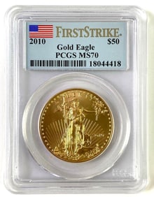 2010 $50 American Gold Eagle PCGS Graded MS 70 FS 1 oz Gold