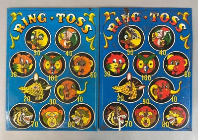 Group of 2 Vintage Ohio Art Tin Litho Ring Toss Games