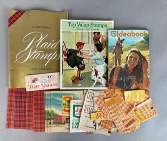 Group of Vintage Value Stamp Saver Books and Stamps