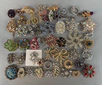 Group of Costume Jewelry Brooches