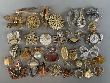 Group of Costume Jewelry Brooches