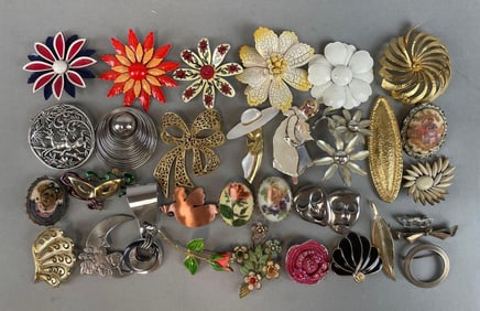 Group of Costume Jewelry Brooches
