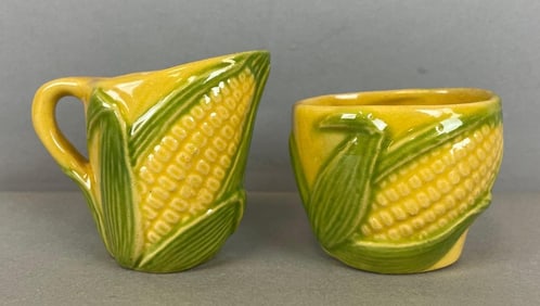 Set of Vintage Rosemeade Corn Creamer and Sugar Dish
