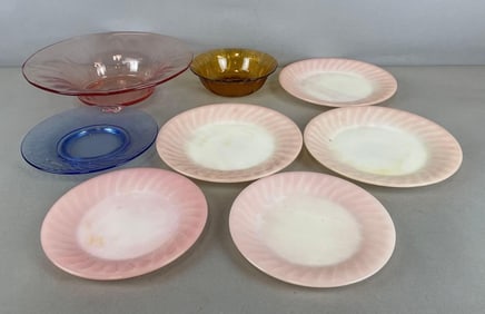 Group of Vintage Fire-King Plates and More