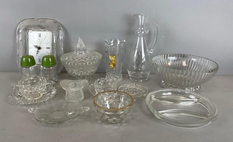 Group of Assorted Pressed Glass Items and More