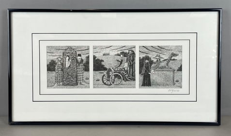 Limited Edition Edward Gorey Trysts Triptych Lithograph