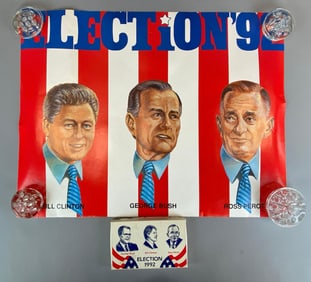Group of 2 1992 Clinton, Bush, Perot US Election Items