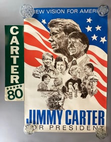 Group of 2 1980 Jimmy Carter for President Signs