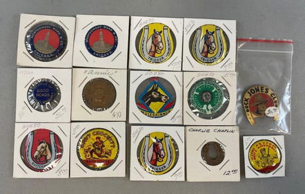 Group of Vintage Buttons and Tin Badges
