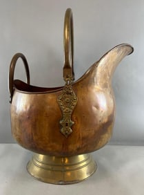 Large Copper Coal Ash Scuttle