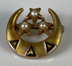 10K Yellow Gold Tri-Delta Crescent Sorority Pin
