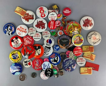 Group of Assorted Adveetising Buttons
