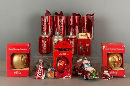 Group of Coca-Cola Christmas Ornaments