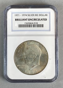 1971 Silver Ike Dollar Coin NGC BU