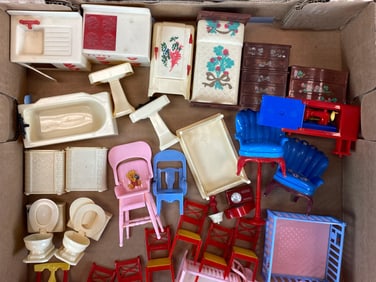 Group of Assorted Doll Furniture and Figures