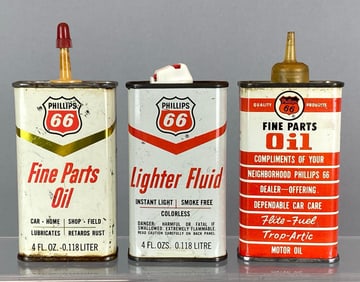Group of 3 Phillips 66 Metal Advertising Fluid Cans