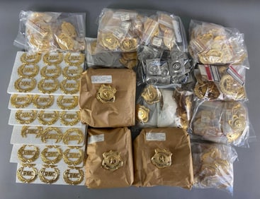 Group of Reproduction Hat Badges and More